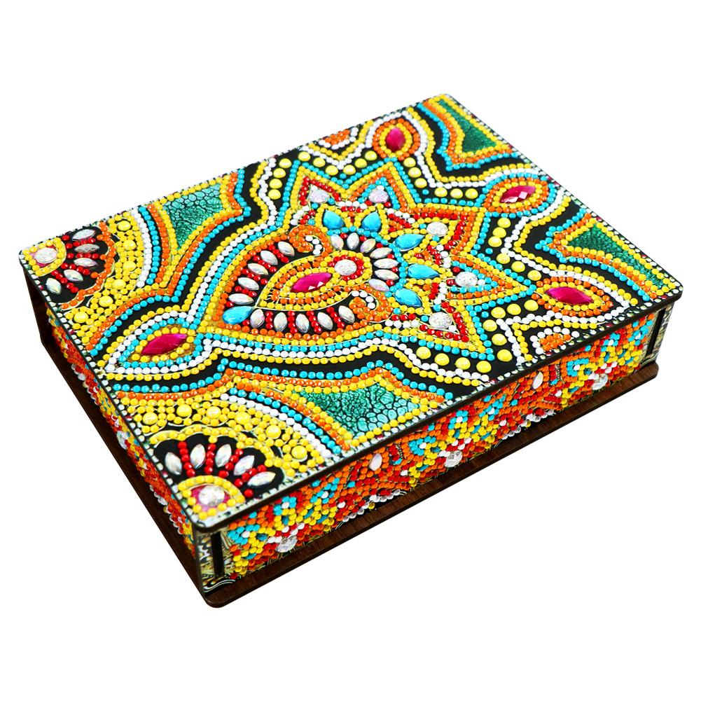 Mandala Diamond Painting Jewelry Storage Box DIY Diamond Painting Case Portable Wood Organizer Box Diamond Craft Gift