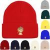 Осенне-зимняя шапка-бини с милым принтом льва, вязаная шапка Skullies Beanies, легкий головной убор, однотонный, ветрозащитный, эластичный