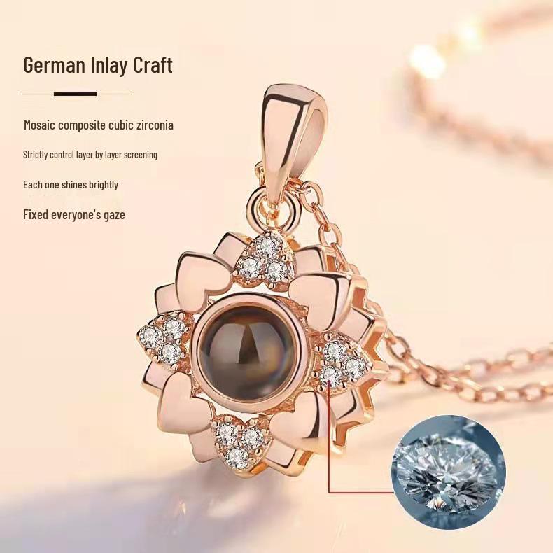 100 Languages 'I Love You' Projection Necklace - Elegant Gift for Women