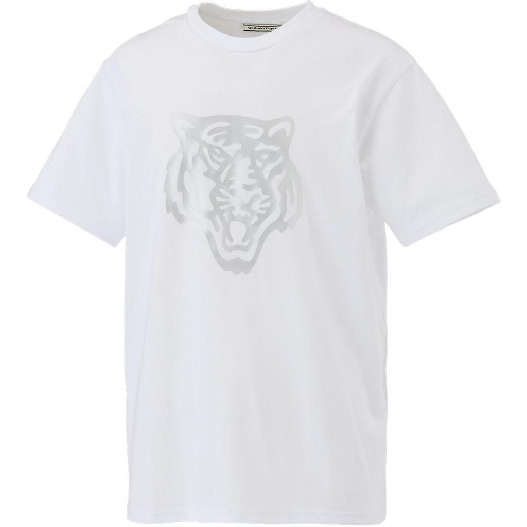 ONITSUKA TIGER Футболка-пуловер с круглым вырезом и принтом, со спущенным плечом и коротким рукавом, унисекс, белая 2183B455-100