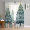 Рождественская елка Подарочная коробка Оконные тюлевые шторы для гостиной кухни Рождественский домашний декор Прозрачная вуаль Шторы