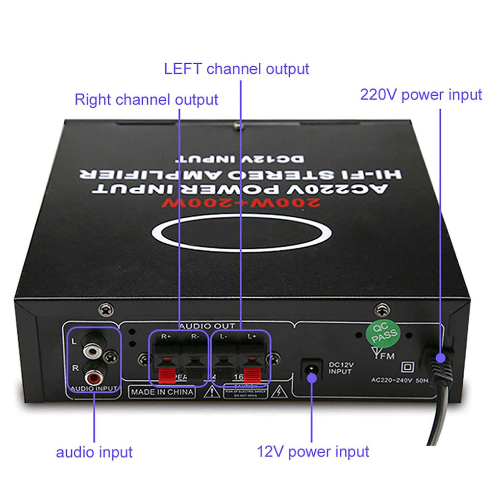 2-канальный домашний кинотеатр стерео усилитель аудио мощности усилитель высокой мощности BT5.0 для домашнего кинотеатра автомобиля