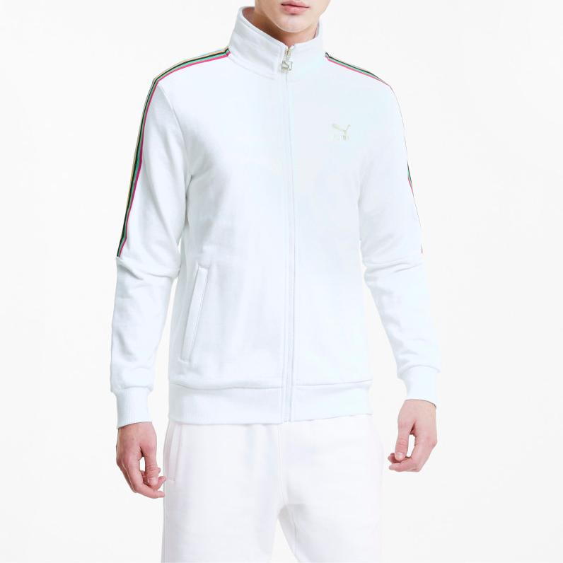 Puma TFS Unity Zip Knit Воротник-стойка Приталенная куртка Мужская Верхняя одежда Белый 599293-02