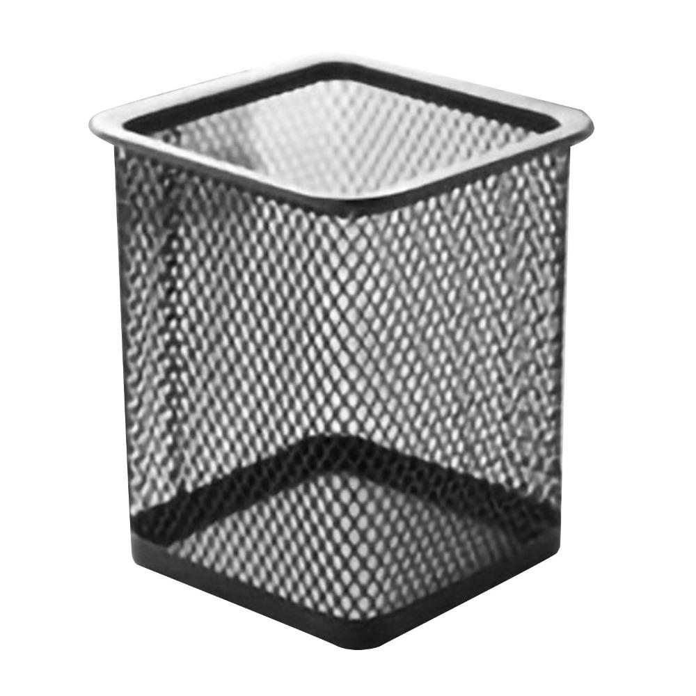 2 pcs Solid Structure Storage Bucket Metal Square Storage Tube Desktop Organizer Office Desktop