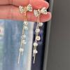 Delicate Long Fringed Crystal Earrings Women'S Ins Tide Diamond-Set Bow Stud Earrings Ear Jewelry