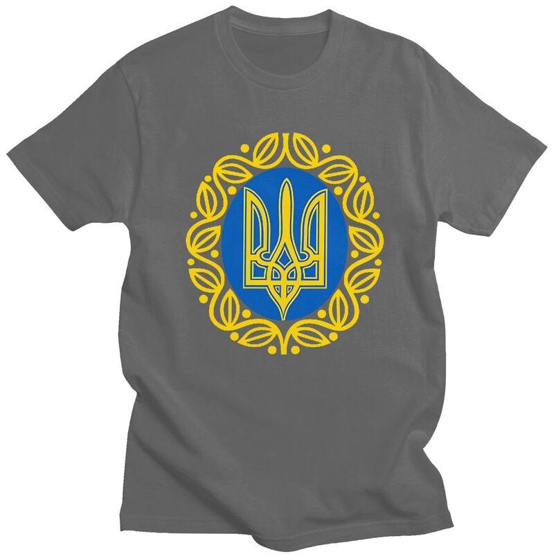 Мужская футболка с индивидуальным гербом и флагом Украины, короткий рукав, 100% хлопок, повседневная футболка, украинский трезубец, модная футболка