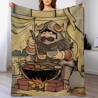 Dungeon Meshi Вкус в подземелье - Пледовое одеяло для приготовления пищи воином Компактное теплое одеяло для автомобиля Дорожное путешествие
