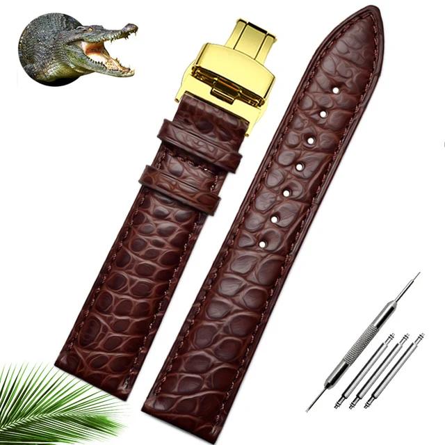 Ремешок для часов из крокодиловой кожи аллигатора 12 14 16 18 20 22 24 мм для мужчин и женщин Longines Master Omega с пряжкой-бабочкой