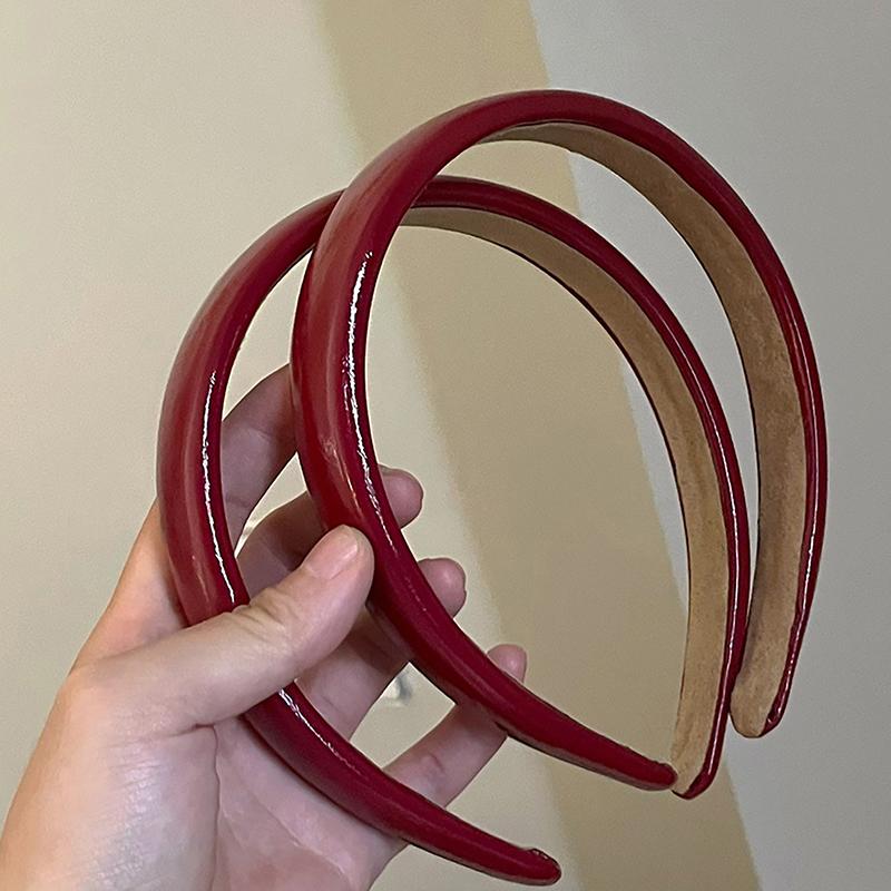 Ретро-красная кожаная губчатая повязка на голову для женщин, темпераментный обруч для волос, мытье лица, повязка для волос, женские аксессуары для волос на вечеринку, подарок