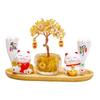 Деревянная скульптура кошки из смолы, Фэн-шуй, Счастливый кот, Денежное дерево, Украшение для ТВ-тумбы, Подарок на день рождения