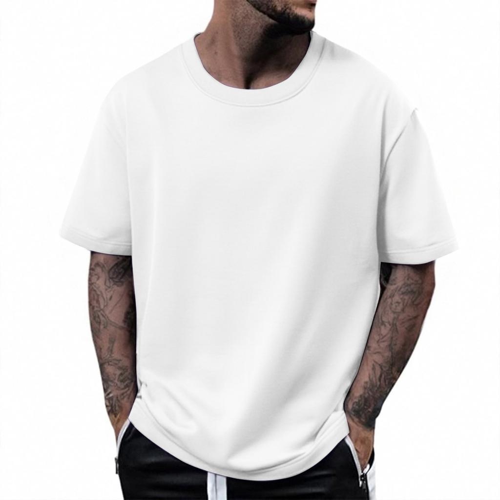 Футболка мужская 320G хлопок короткий рукав футболка мужская летняя свободная короткий рукав однотонный цвет непроницаемый хлопок