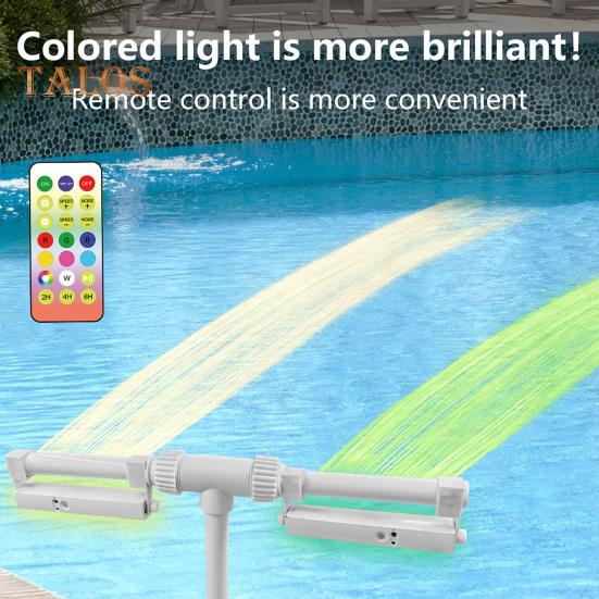 Фонтан для бассейна с 7-цветной светодиодной подсветкой, регулируемый двойной спрей для бассейна, фонтан для бассейна, водопад, охладитель для надземных и вкопанных бассейнов