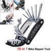 Набор инструментов для велосипеда 16 в 1: многофункциональный ключ, насос, заплатка для шины, ремонтный набор для горного велосипеда, электровелосипеда, шестигранная отвертка для спиц.