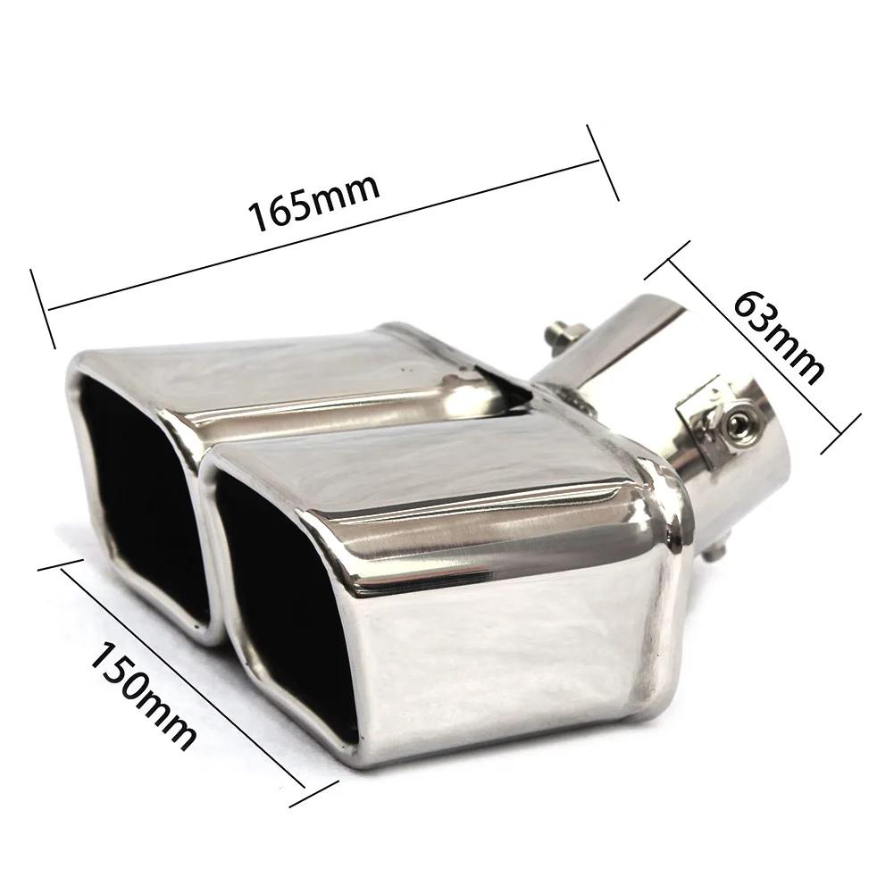 Bolt-on Dual Exhaust Tip Rolled Stainless Steel Square End One Change Two Double Slant Cut Tailpipe Muffler Tip 3 inch Inlet