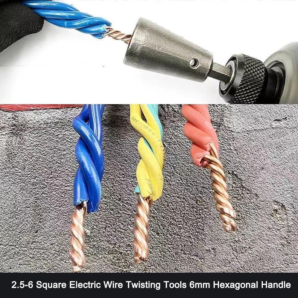 2,5-6 квадратных инструментов для скручивания электрических проводов, 6 мм, шестиугольная ручка, электрик, быстрые скручиватели кабеля