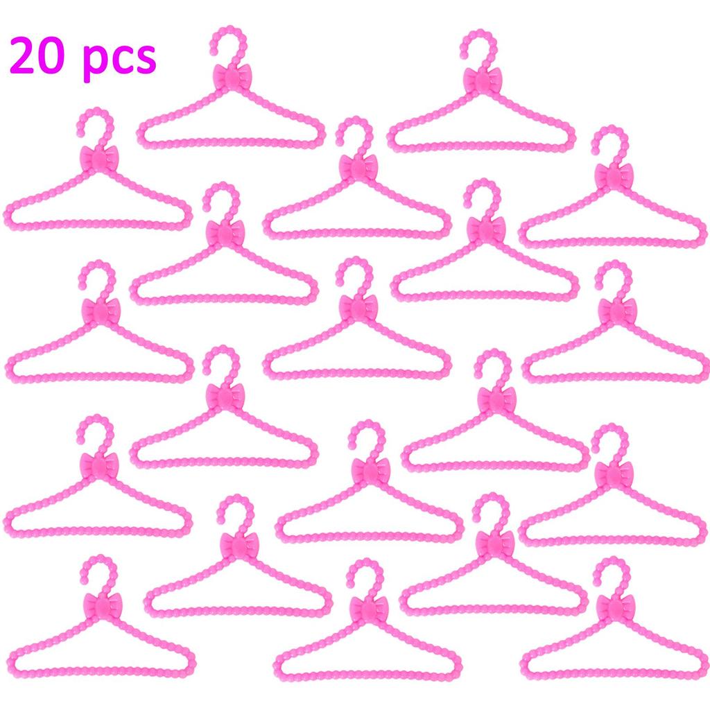20 Pcs Doll Hangers Plastic Clothes Holder for Barbie Doll Accessories Kid Toy