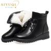 Women Boots Large Size Mom Snow Booties Genuine Leather Women Ankle Boots Round Toe Casual Women Winter Boots