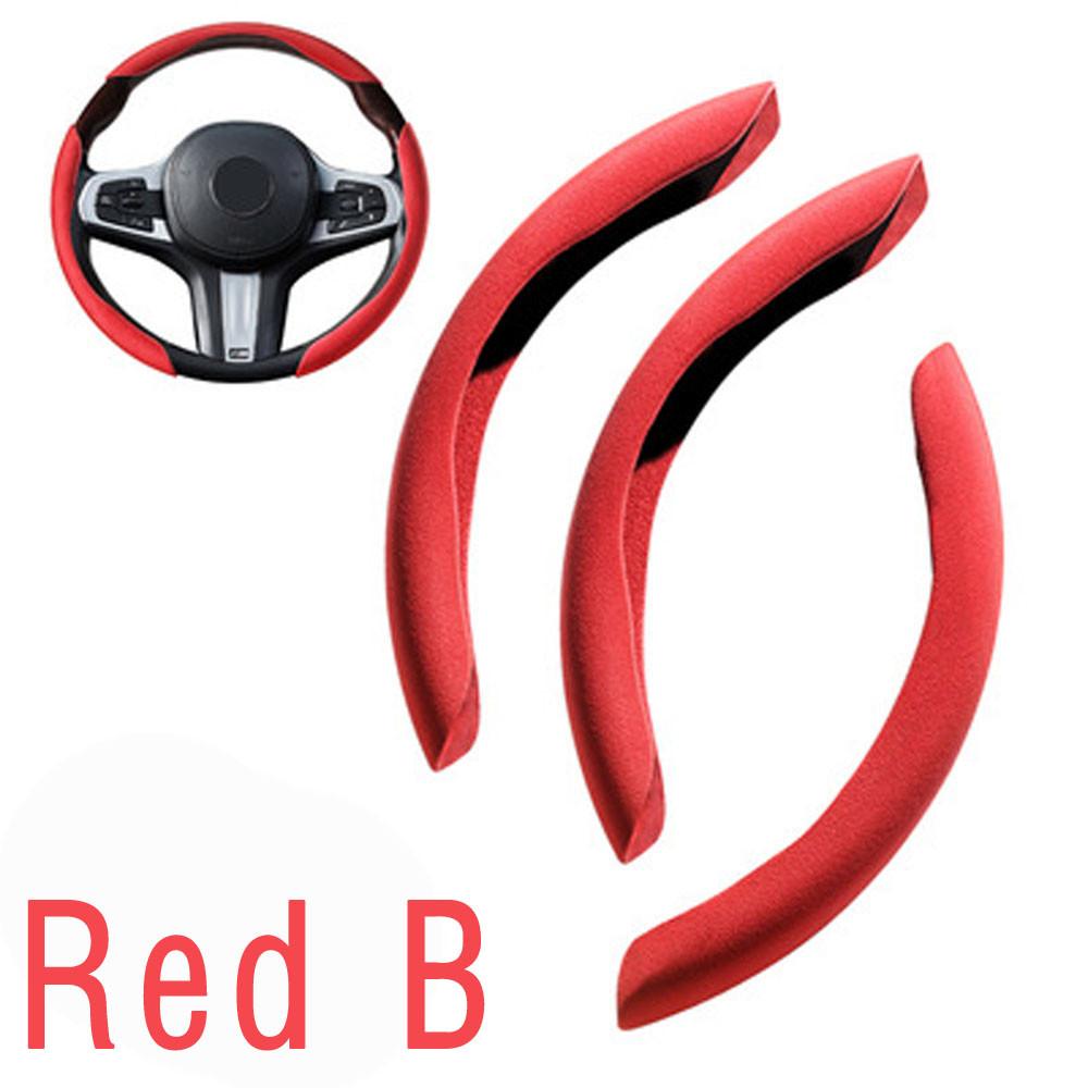 3 шт., замшевый универсальный автомобильный чехол на руль, усилитель, нескользящий, украшение для интерьера, чехол на руль, красный