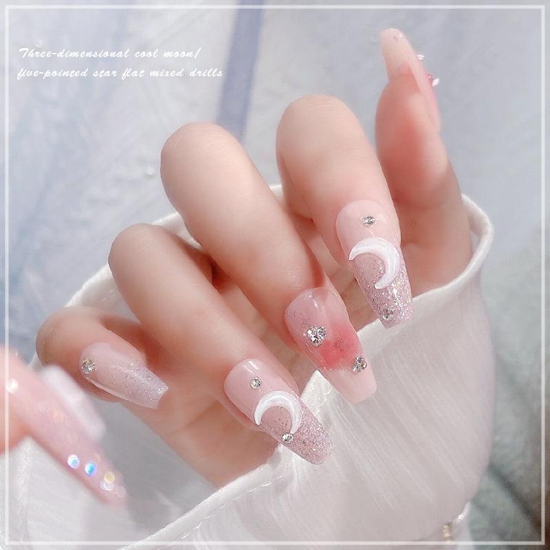 50Pcs Ice Transparent Moon Star 3D Nail Jewelry Resin Nail Ornament Nail Art Decoration