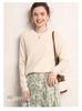 Women's 100% Pure Cashmere Rib Knit Round Neck Sweater - Solid Color Autumn/Winter Base Layer