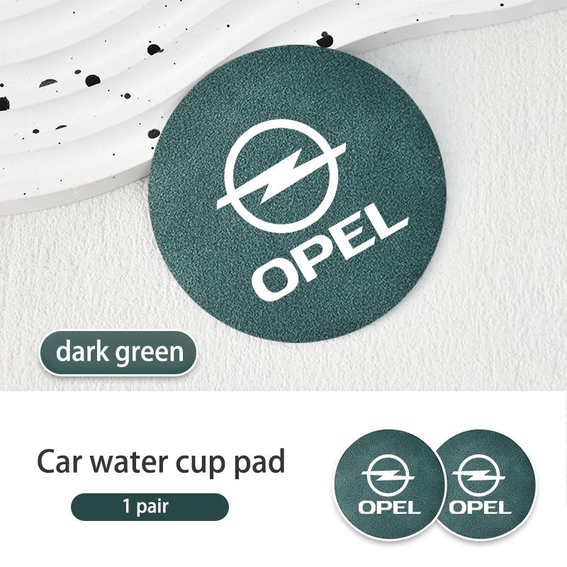 2pcs Suede Car Coaster Non-slip Water Cup Mat Bottle Holder Pad For Opel Insignia Corsa Zafira Mokka Grandland Antara Ampera