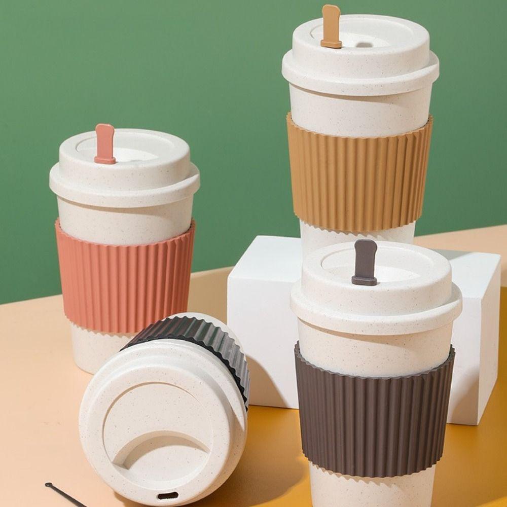 Кофейные чашки из пшеничной соломы с крышками, чашка для молока, портативная кофейная кружка, для дома