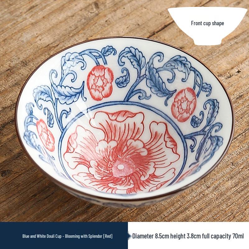 Двухцветная сине-белая фарфоровая чашка доули - Керамическая чашка мастера кунг-фу, Японская дегустационная чаша, Одинарная чайная чашка.