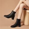 2025 новые весенне-осенние ботинки с круглым носком женские на толстом каблуке из мягкой кожи на среднем каблуке тонкие ботинки осенне-зимняя женская обувь модные ботинки