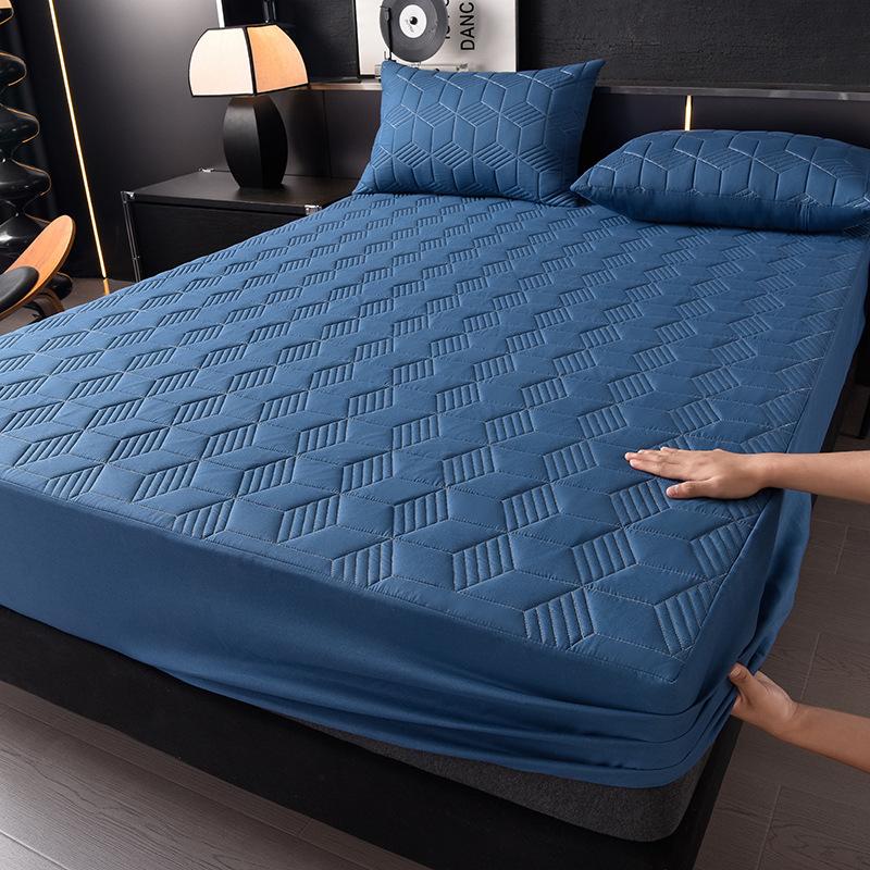 1 шт. Водонепроницаемый чехол-протектор для матраса однотонный стеганый с геометрическим узором, из утолщенной прочной ткани для дома и общежития, гладкая текстура