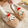 Рождественские домашние меховые тапочки зимние теплые женские домашние тапочки с рисунком Санта-Клауса для спальни на плоской подошве пушистые тапочки обувь