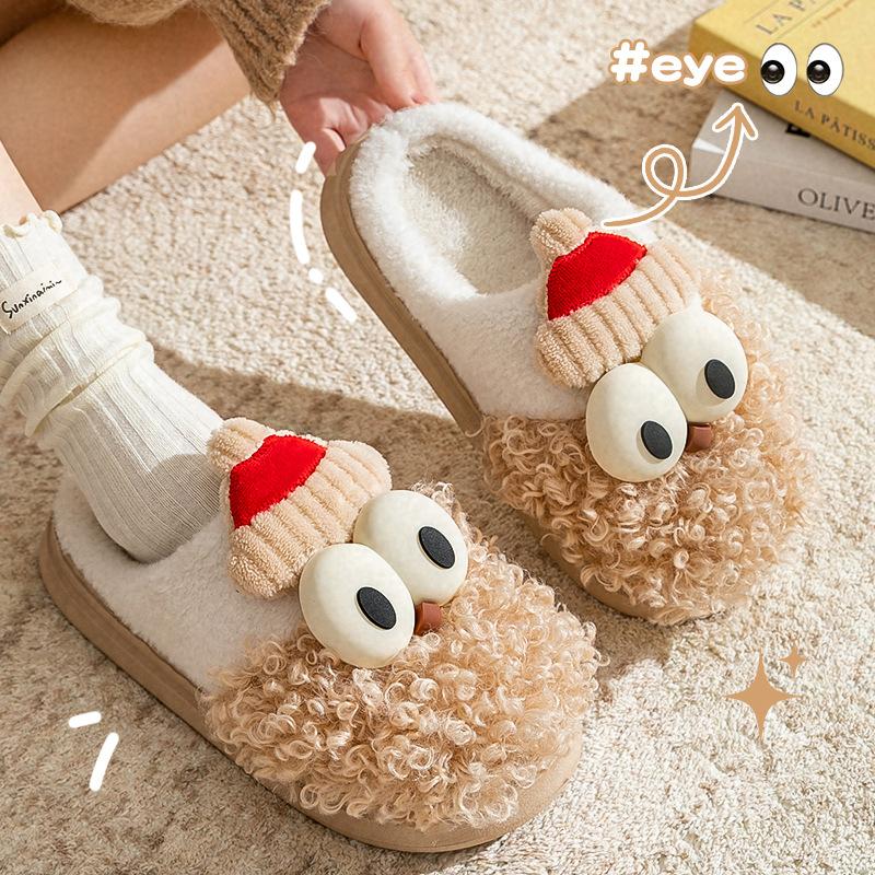 Рождественские домашние меховые тапочки зимние теплые женские домашние тапочки с рисунком Санта-Клауса для спальни на плоской подошве пушистые тапочки обувь
