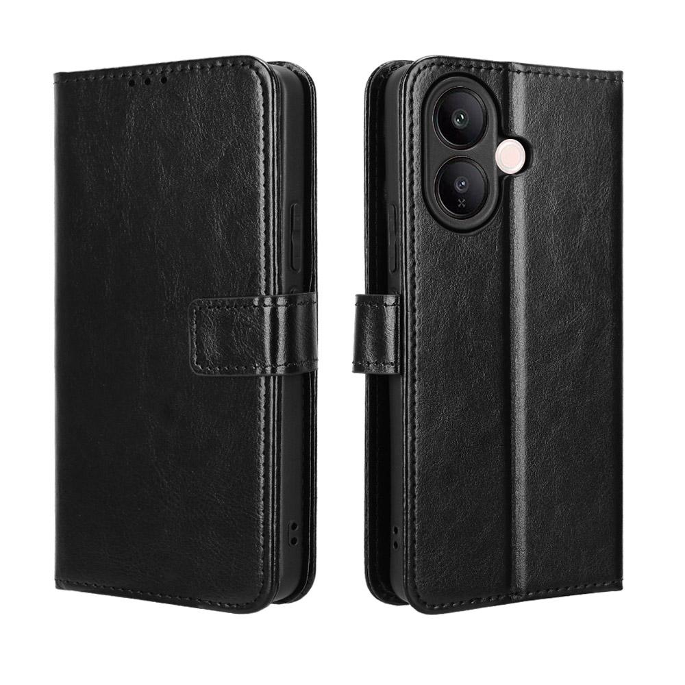 For vivo V60 Lite 5G PU Leather Case with Strap Crazy Horse Texture Phone Wallet Cover