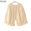 ZANZEA Женские повседневные эластичные талии свободные однотонные летние шорты