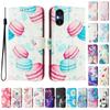 Роскошный кожаный чехол-книжка с рисунком макаруны для Sony Xperia 5 IV / 10 IV, Xperia 1 V / 5 V / 10 V, Xperia 1 VI, 5 VI, 10 VI.