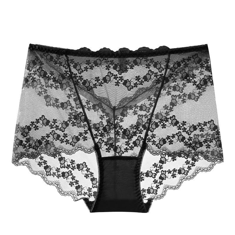 Women's Panties Sexy Lace Flower Embroidery Underwear High Waist Breathable Underpants Plus Size Comfort Intimates Lingerie