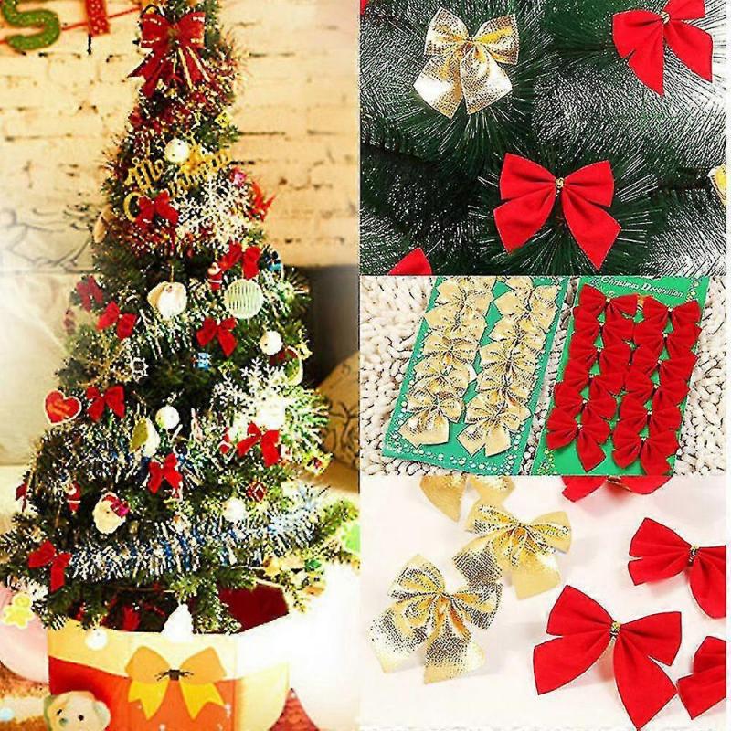 24pcs Bow Twist On Christmas Tree Wreaths On Crafts Winter Decorations For Weddingsred)  bd