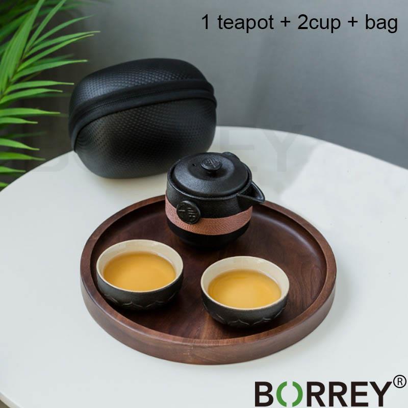 Наборы керамических чайников BORREY, портативный дорожный чайный сервиз, черный керамический чайник, гайваньские чайные чашки, чашка для чайной церемонии, изысканные подарки