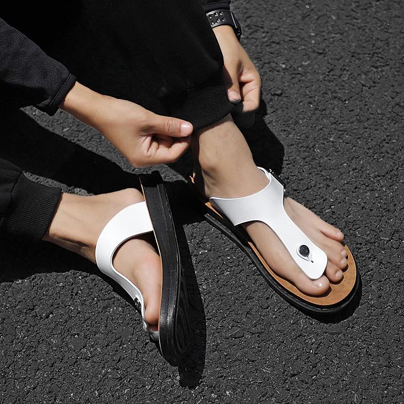 Брендовые тапочки мужские модные уличные домашние туфли на платформе мужские пляжные туфли повседневные мужские сандалии новинка лета шлепанцы сандалии