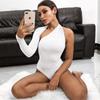 Streetwear Bodysuit For Women With Asymmetric Design And Stretch Fabric For Fall Fashion