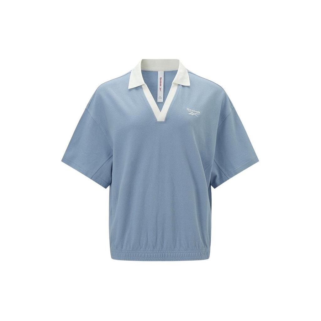 Reebok Спортивная повседневная трикотажная рубашка-поло Lifestyle Series Color Block, женские топы, синий, фиолетовый 24SRM402WGB4