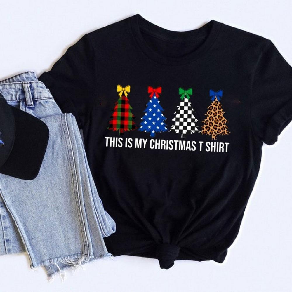 This Is My Christmas T Shirt Printed Festive Tree Xmas Party Gift Unisex Tee Top Funny Print Streetwear Round Neck Graphic Tees