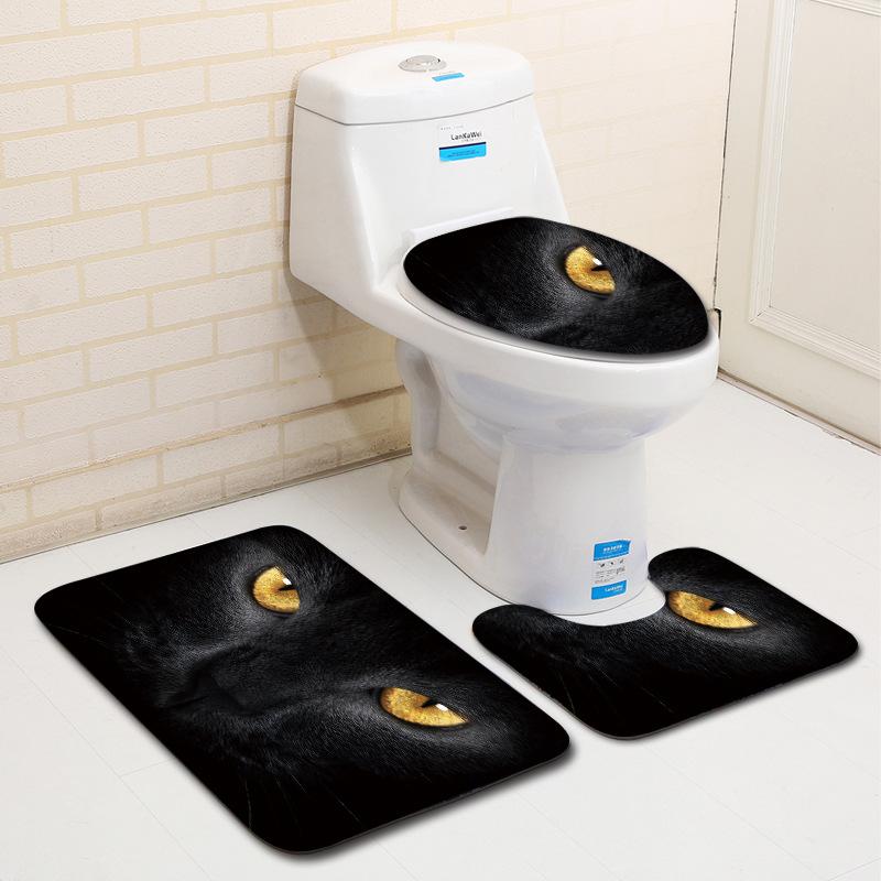 Toilet Three-Piece Floor Mat, Bathroom Three-Piece Carpet Doormat