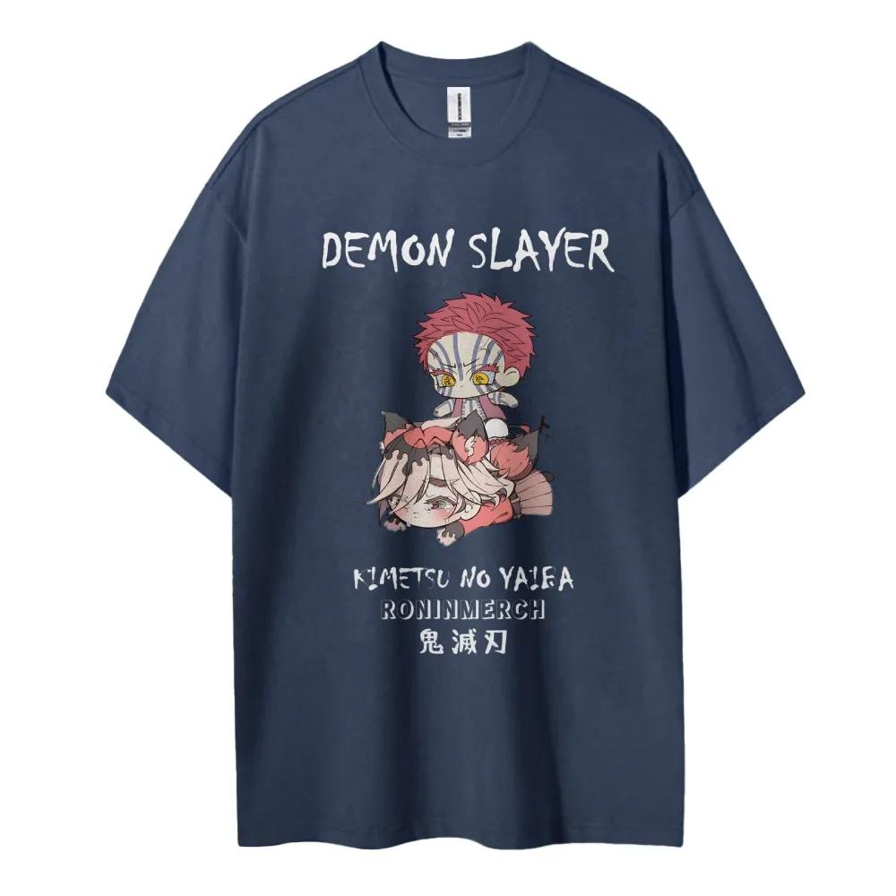 Летняя повседневная одежда с принтом Demon Slayer, короткий рукав, мужская удобная одежда, мужская одежда, топ с коротким/полурукавом