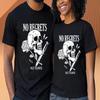 Готическая панк-футболка унисекс Без сожалений Без слез Череп Татуировка Роза Нож Подарочная футболка