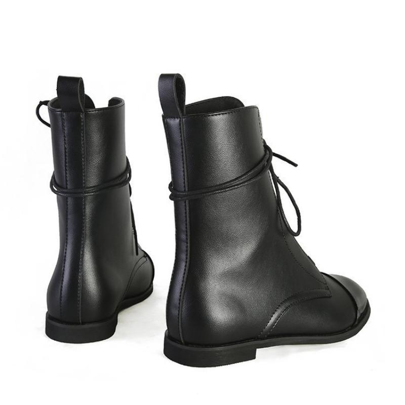 Весна Осень Винтажная Женская Обувь Кожаная Дизайнерская Повседневная Обувь Женские Ботинки на Плоской Подошве Ботильоны Круглый Носок Ремешок Короткие Ботинки
