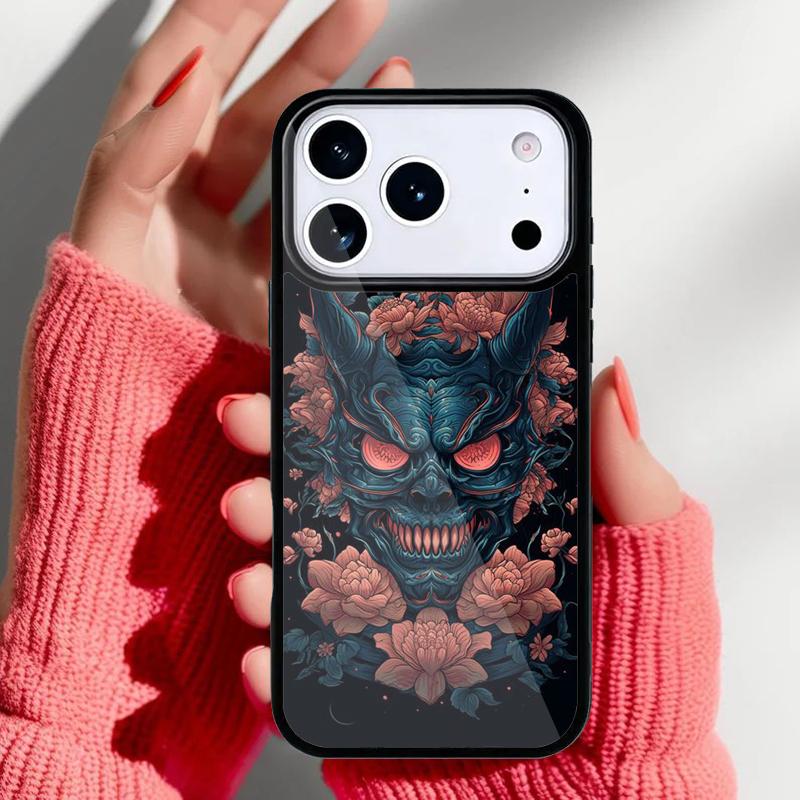 Oni Hannya Demon Mask Phone Case for iPhone 17 Air 16e 15 14 13 Pro Max Back Cover for 12 11 Pro Coque