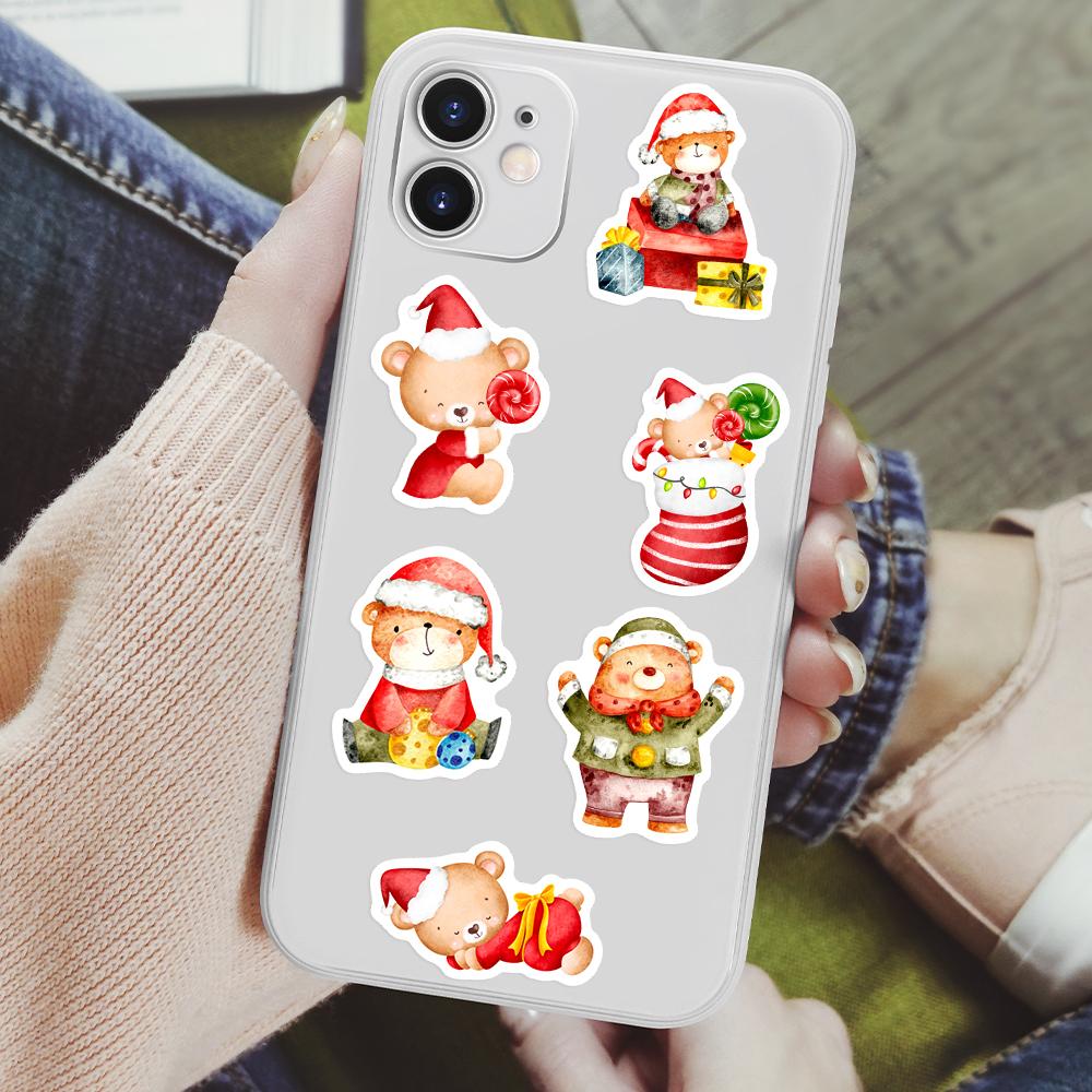 Рождественские мишки Стикеры Кавайный Мультяшный Животное DIY Подарок Игрушка Водонепроницаемая Наклейка для Скрапбукинга Ноутбука Телефона Багажа Бутылки Декоративная