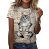 Women's 3d Cute Cat Pattern Printed T-shirt Summer Fashion Popular Clothing Casual Daily Wear