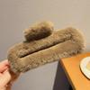 Large Plush Claw Clip for Women - Autumn/Winter 2023 Furry Hair Accessory, Square Shark Design, High-End Headwear