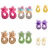 Sweet Mesh Flower Earrings U-shaped Beach Drop Earrings Straw Weave Earrings  Girls Gift